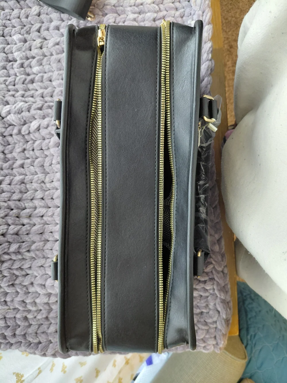 Black Satchel Bag with Wide Strap